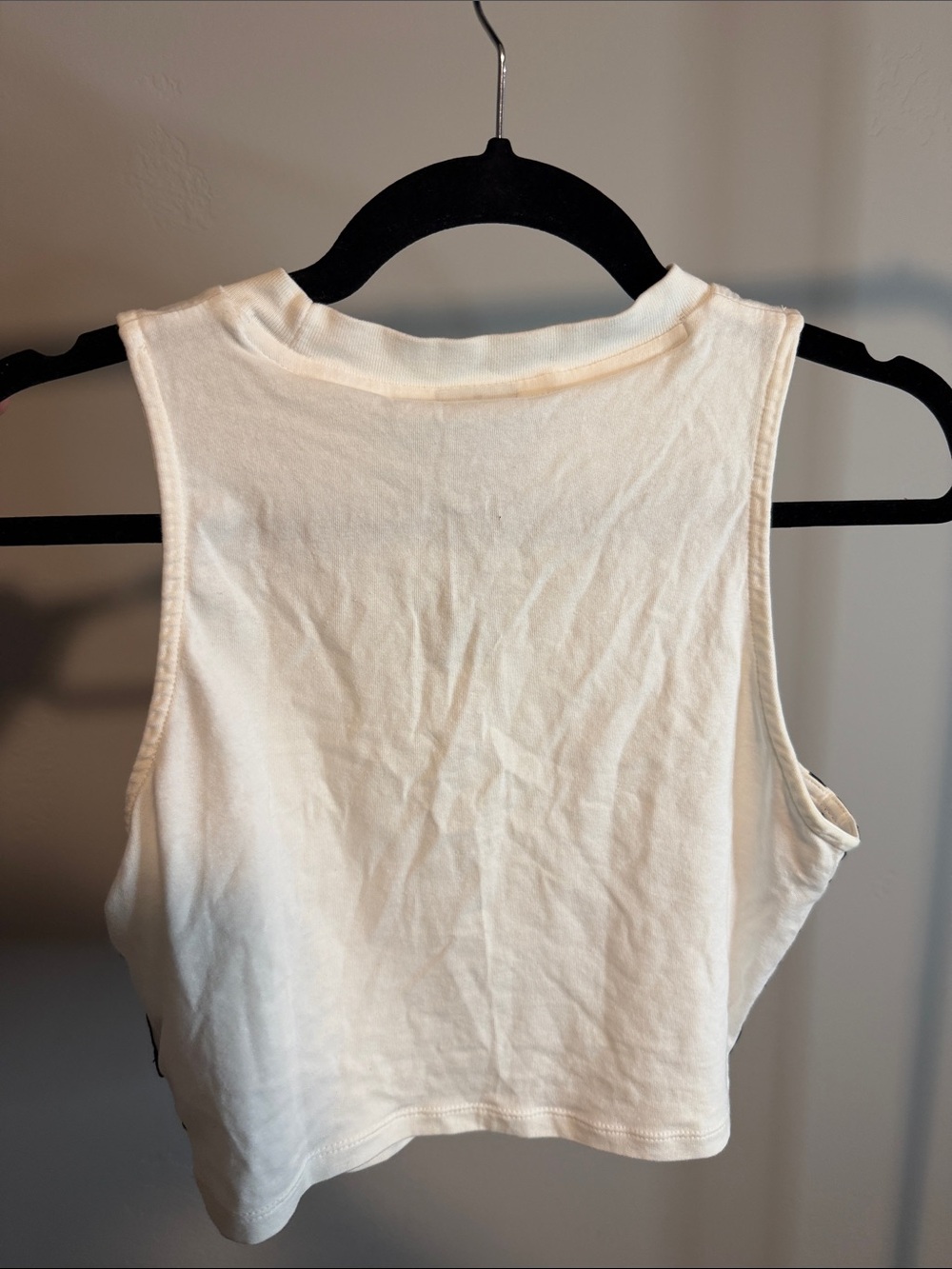 adidas White Cropped Muscle Tank with Black Trim - Picture 4 of 4